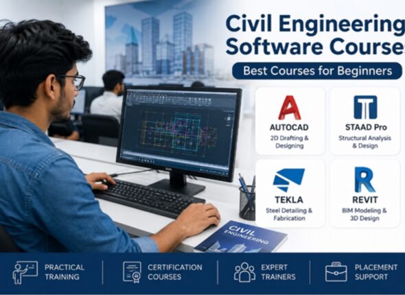 Civil engineering students learning AutoCAD and structural software training at Pacific Training Centre