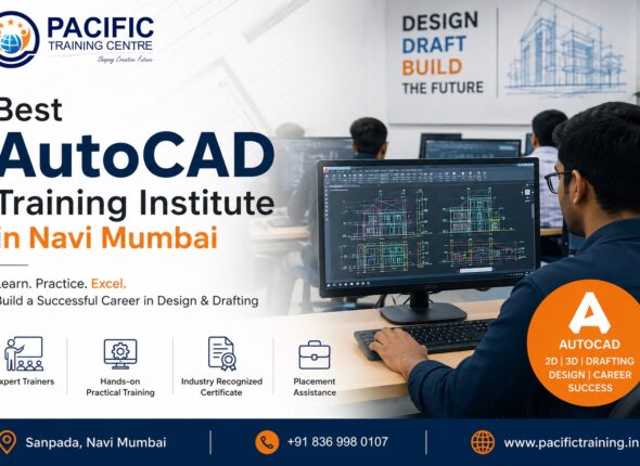 Students learning AutoCAD drafting at Pacific Training Centre in Navi Mumbai